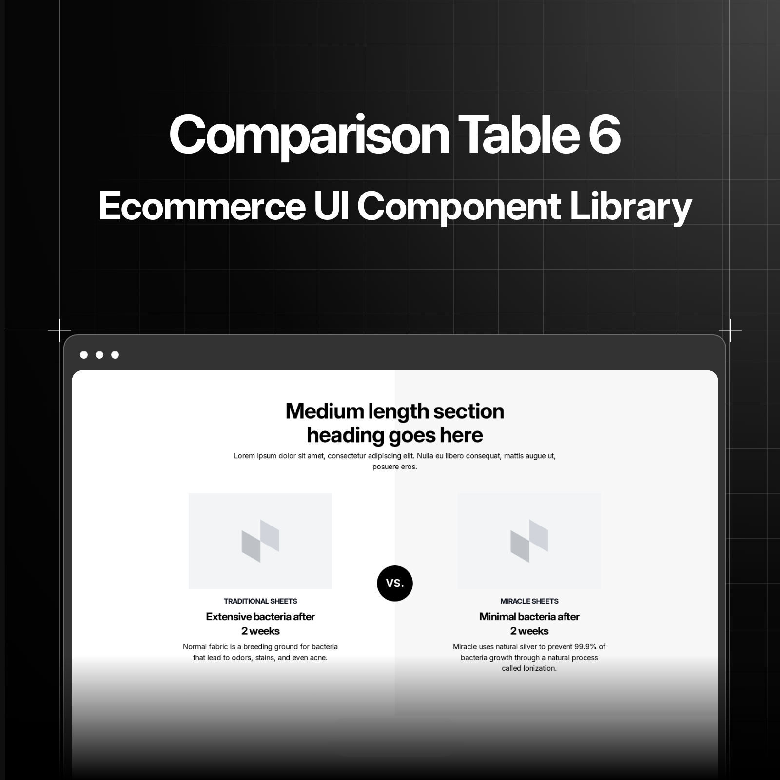 2 Column Product Comparison Table Ecommerce UI Component Library