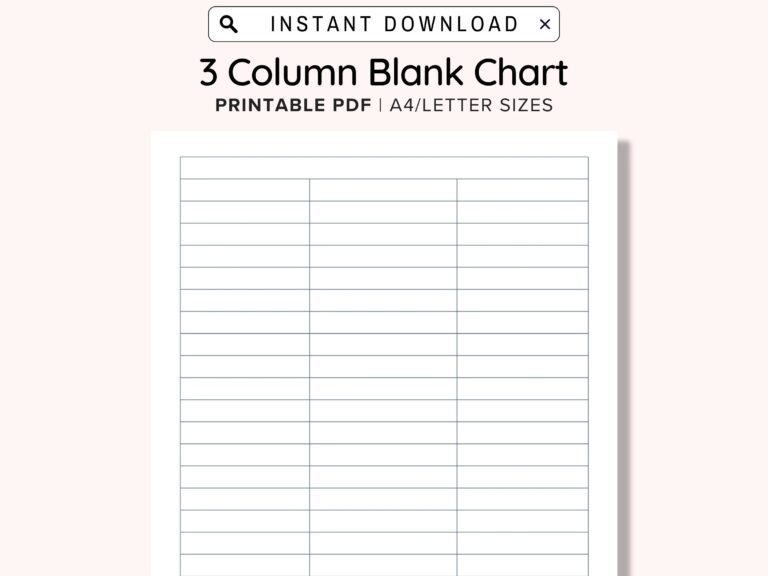 3 Blank Columns Chart Text Input Print And Write Printable Digital 