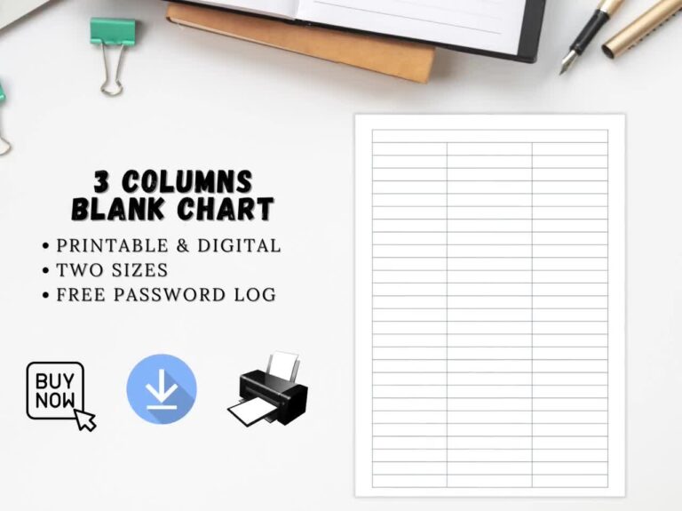 3 Blank Columns Chart Text Input Print And Write Printable Digital Download Blank Column Template Printable Columns Columns W Title PDF