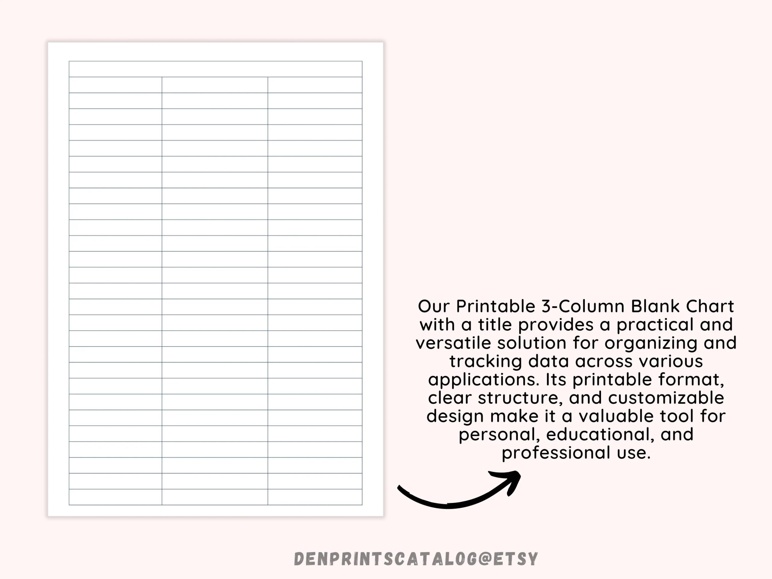 3 Blank Columns Chart Text Input Print And Write Printable Digital Download Blank Column Template Printable Columns Columns W Title PDF Etsy