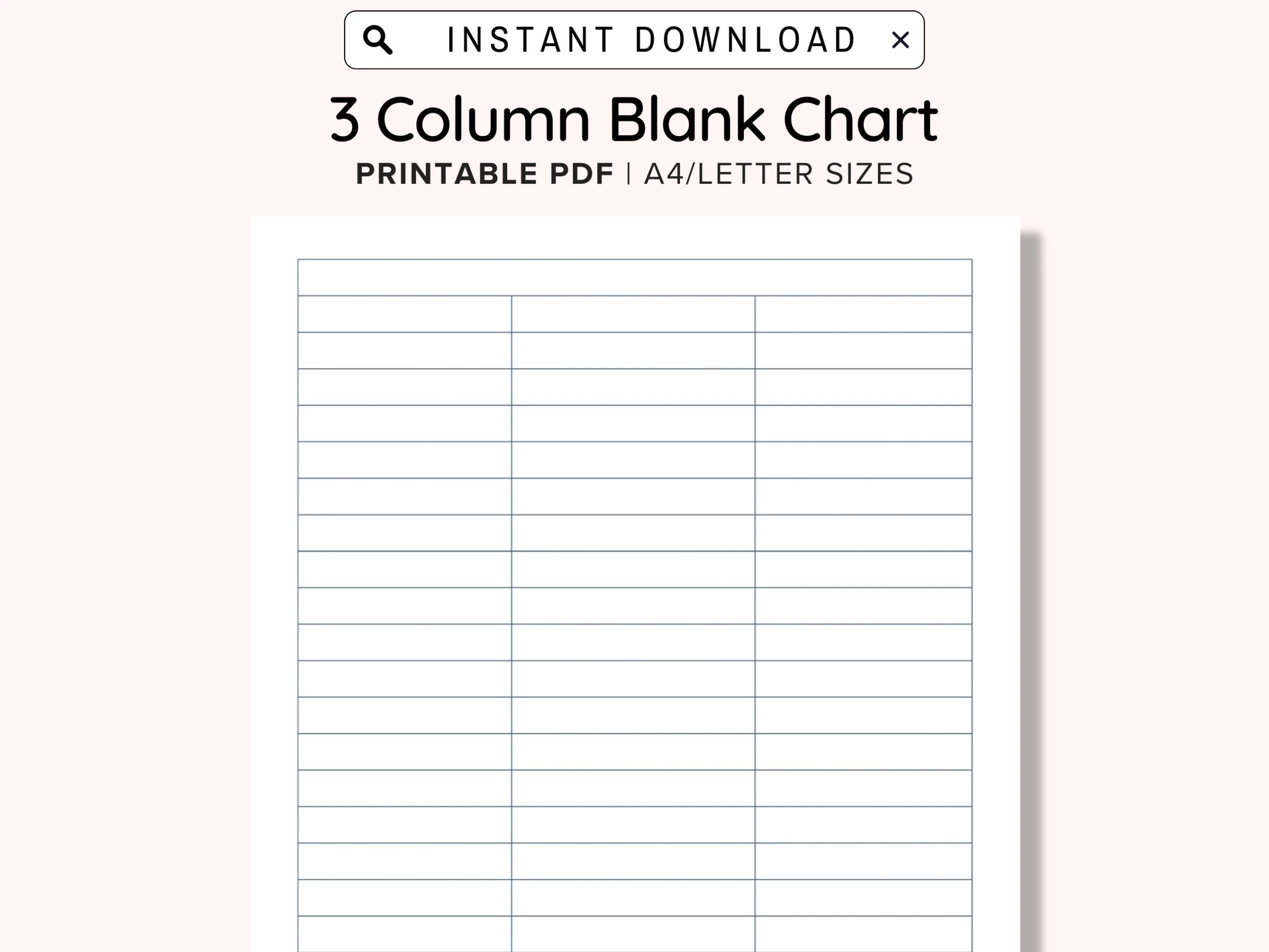 3 Blank Columns Chart Text Input Print And Write Printable Digital 