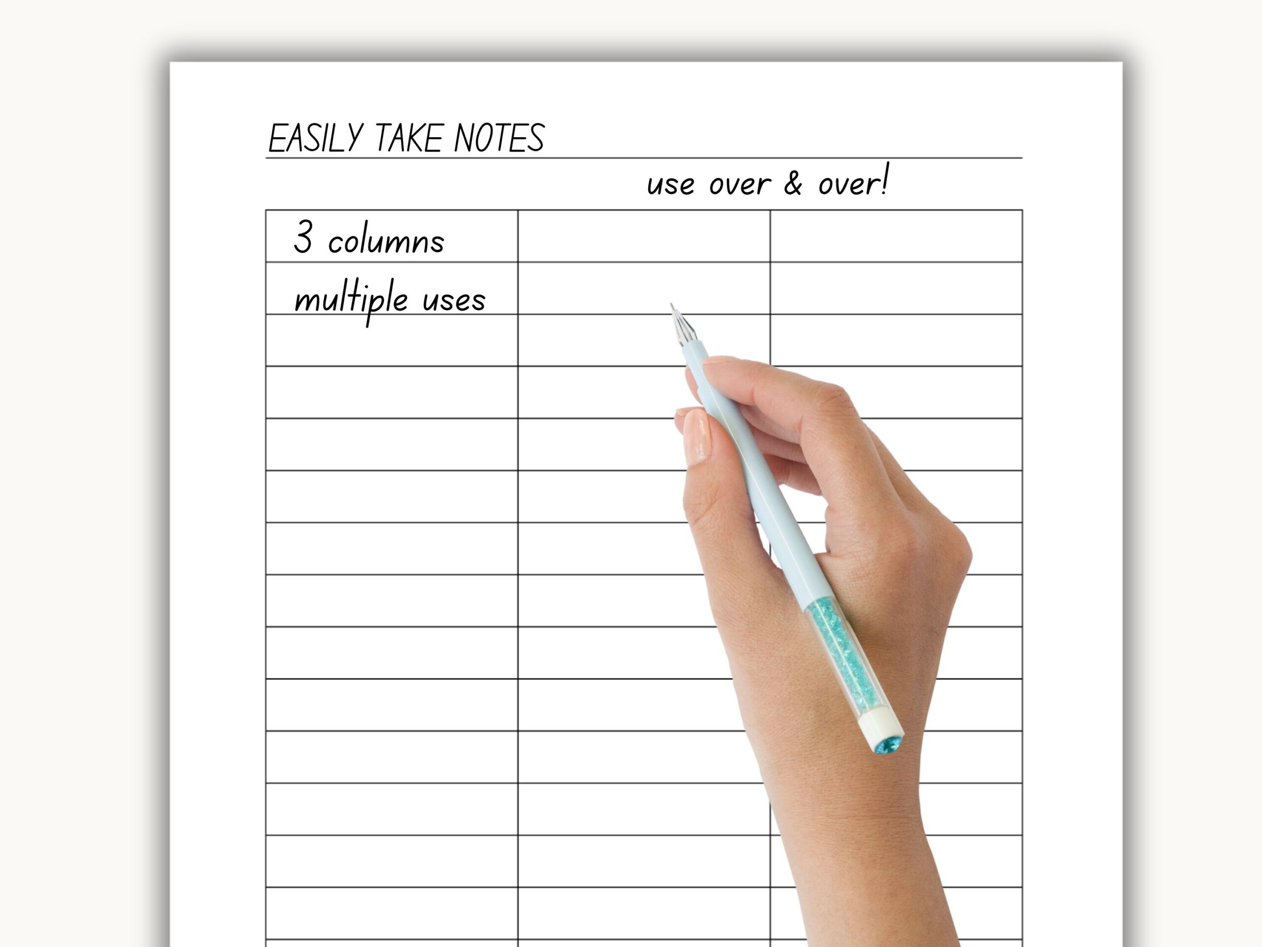 3 Column Notes Printable Lined Paper Column Graphic Template 