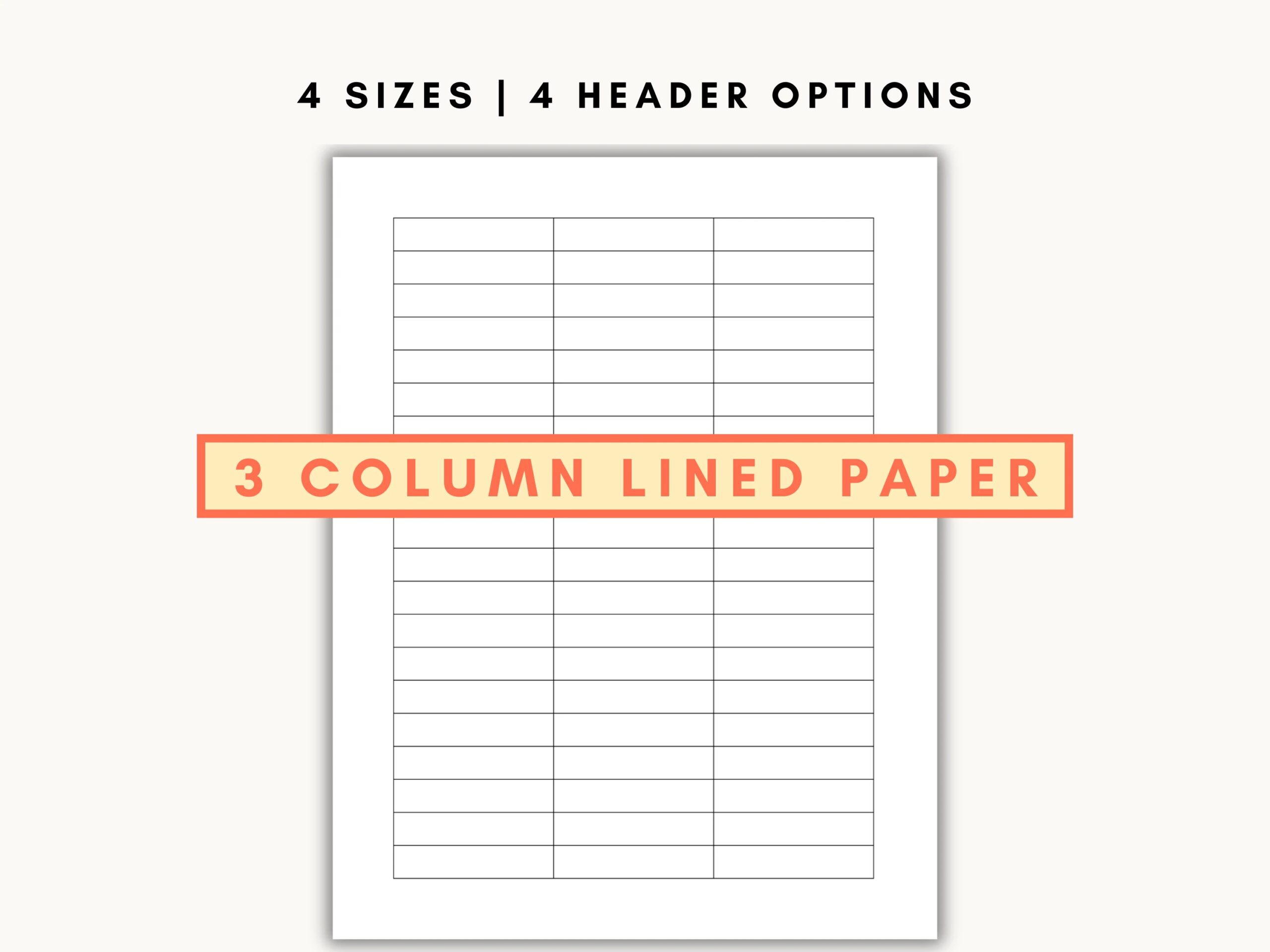 Printable 3 Column Chart With Lines