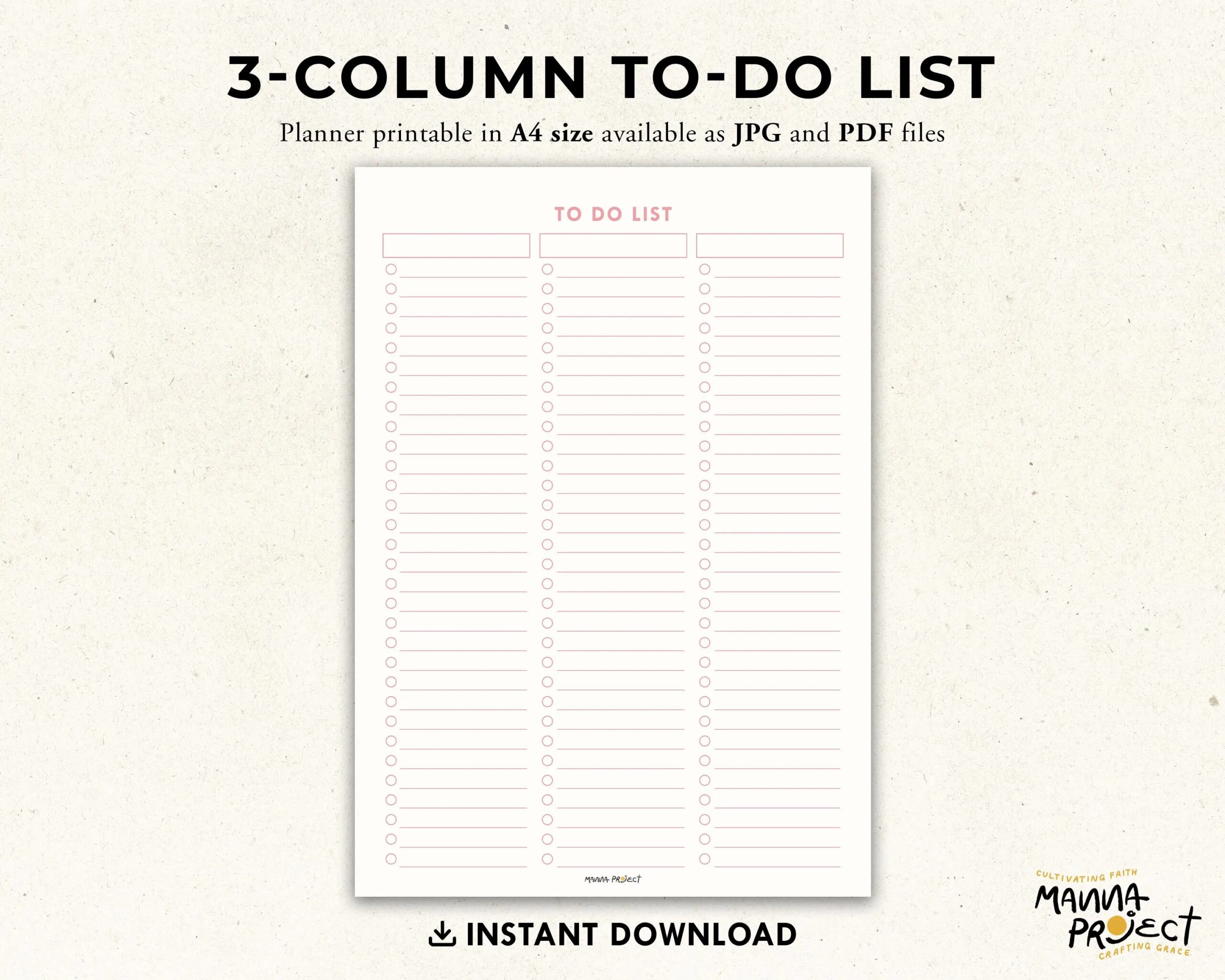 3 Column To Do List Tasks List Printable Daily Weekly Monthly 
