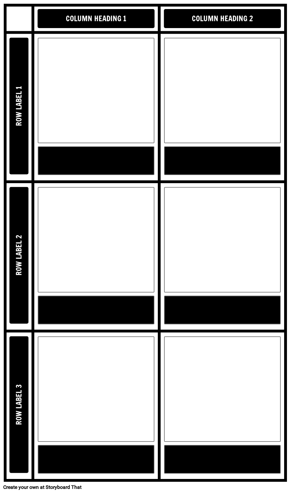 3 Rows By 2 Columns Storyboard Chart With Titles And Descriptions