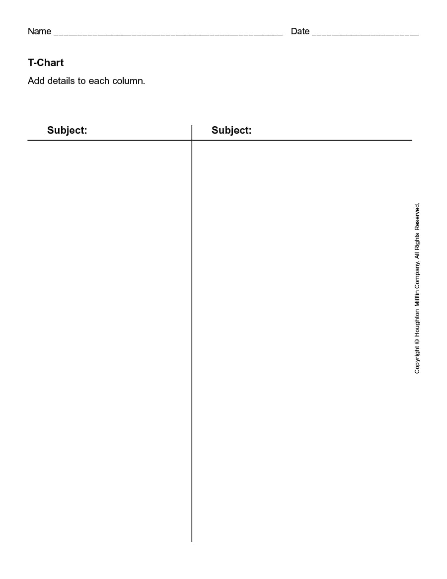 Printable Blank 2 Column Chart Template
