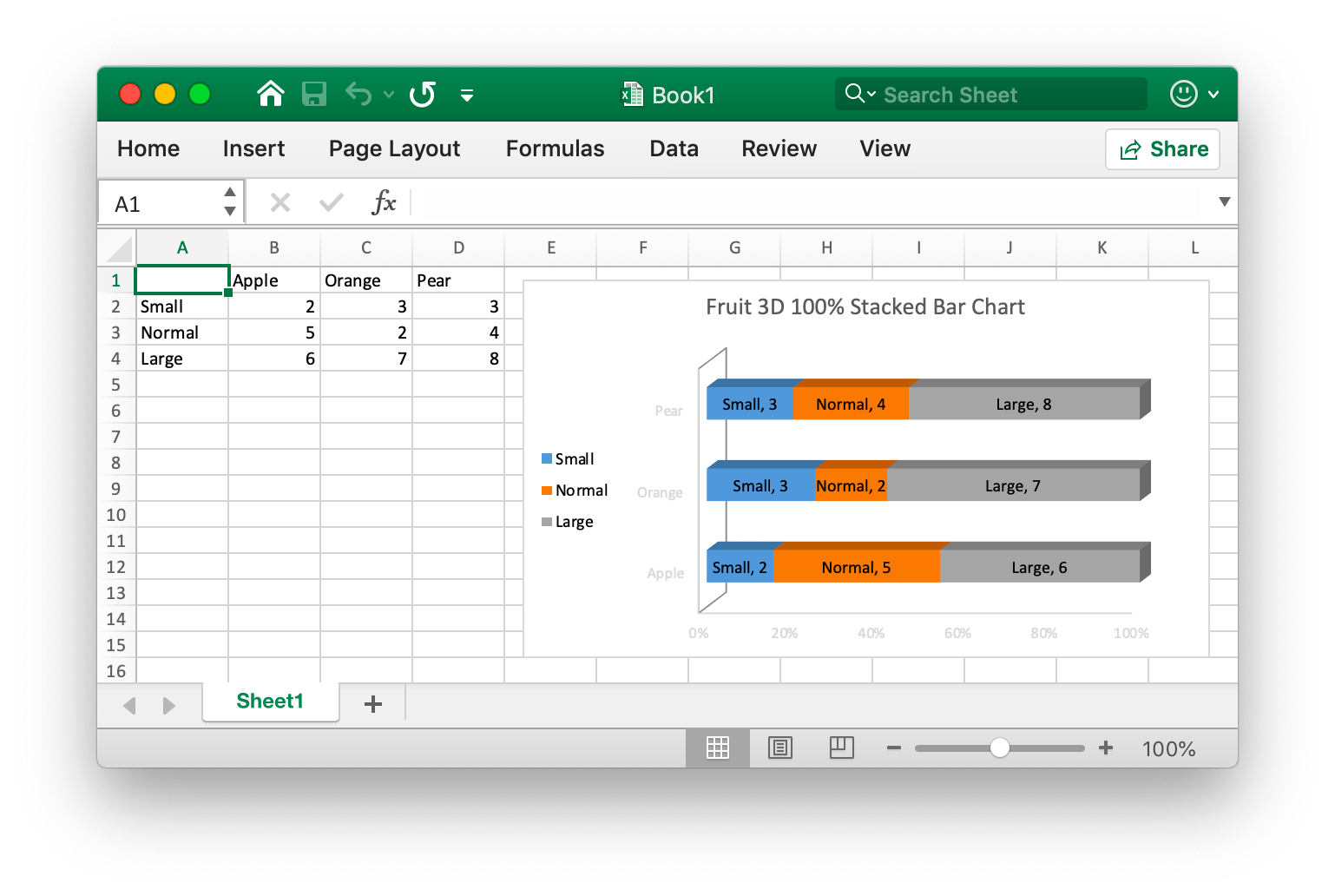 3D 100 Stacked Bar Chart Excelize Document