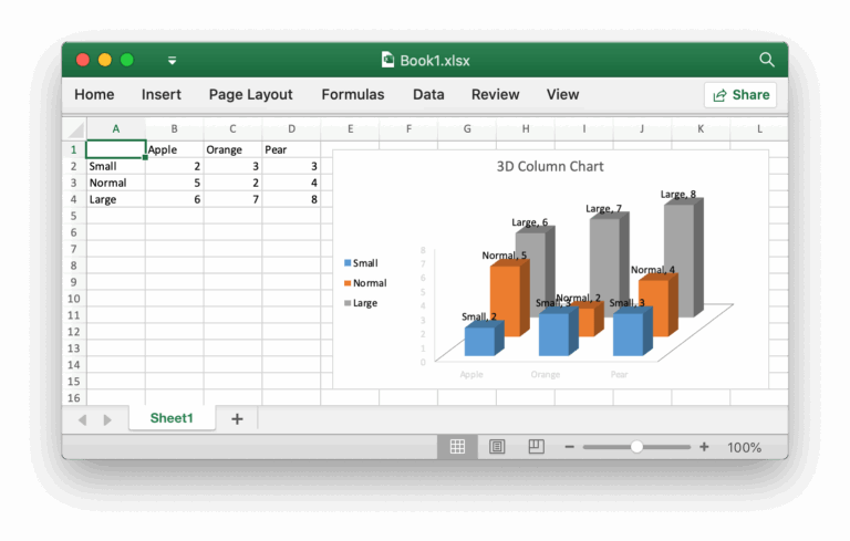 3D Column Chart Excelize Document