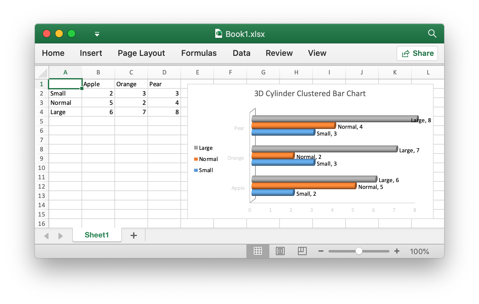 3D Cylinder Clustered Bar Chart Excelize Document