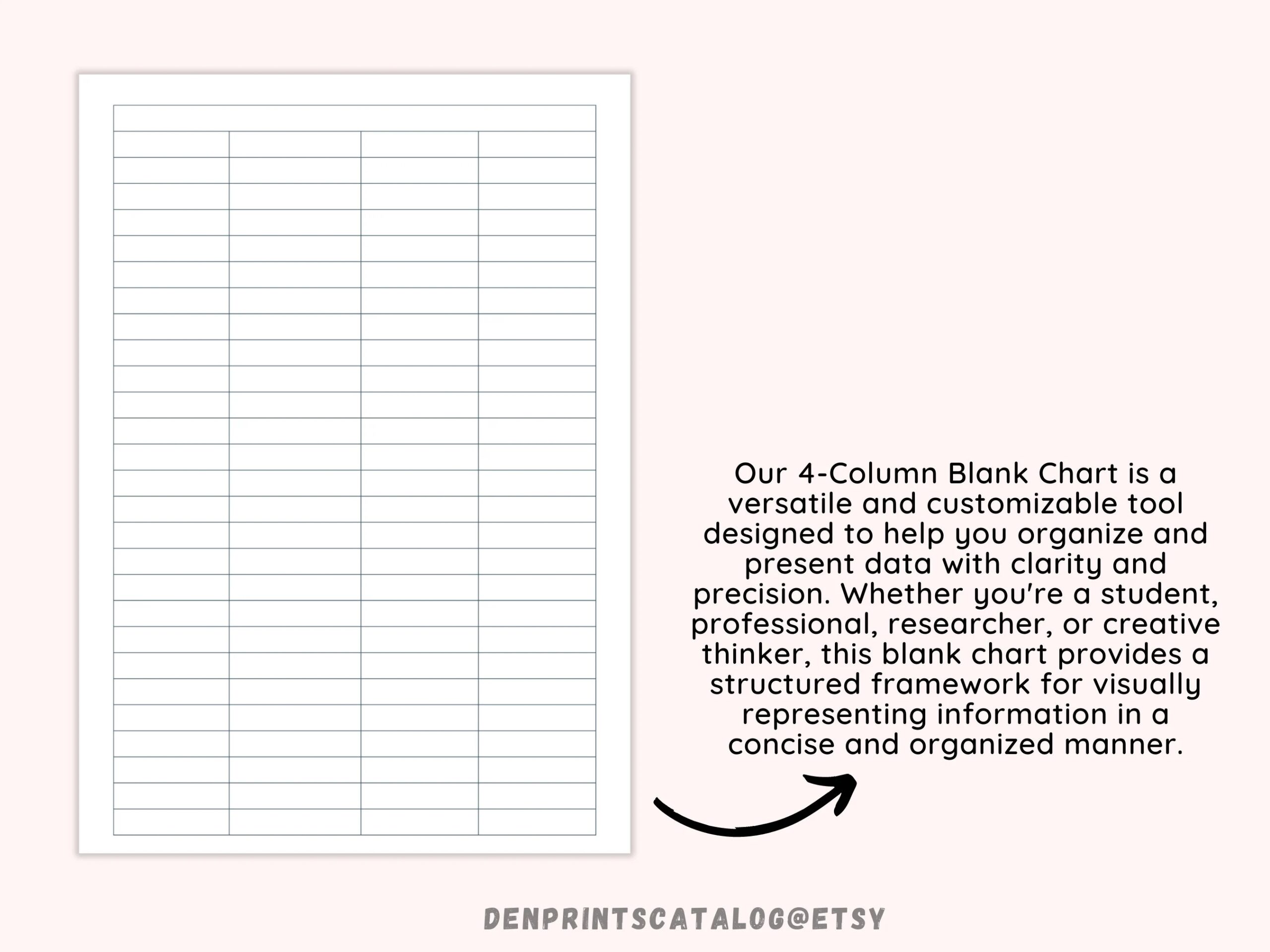 4 Blank Columns Chart Text Input Print And Write Printable Digital Download Blank Column Template Printable Columns Columns W Title PDF Etsy UK