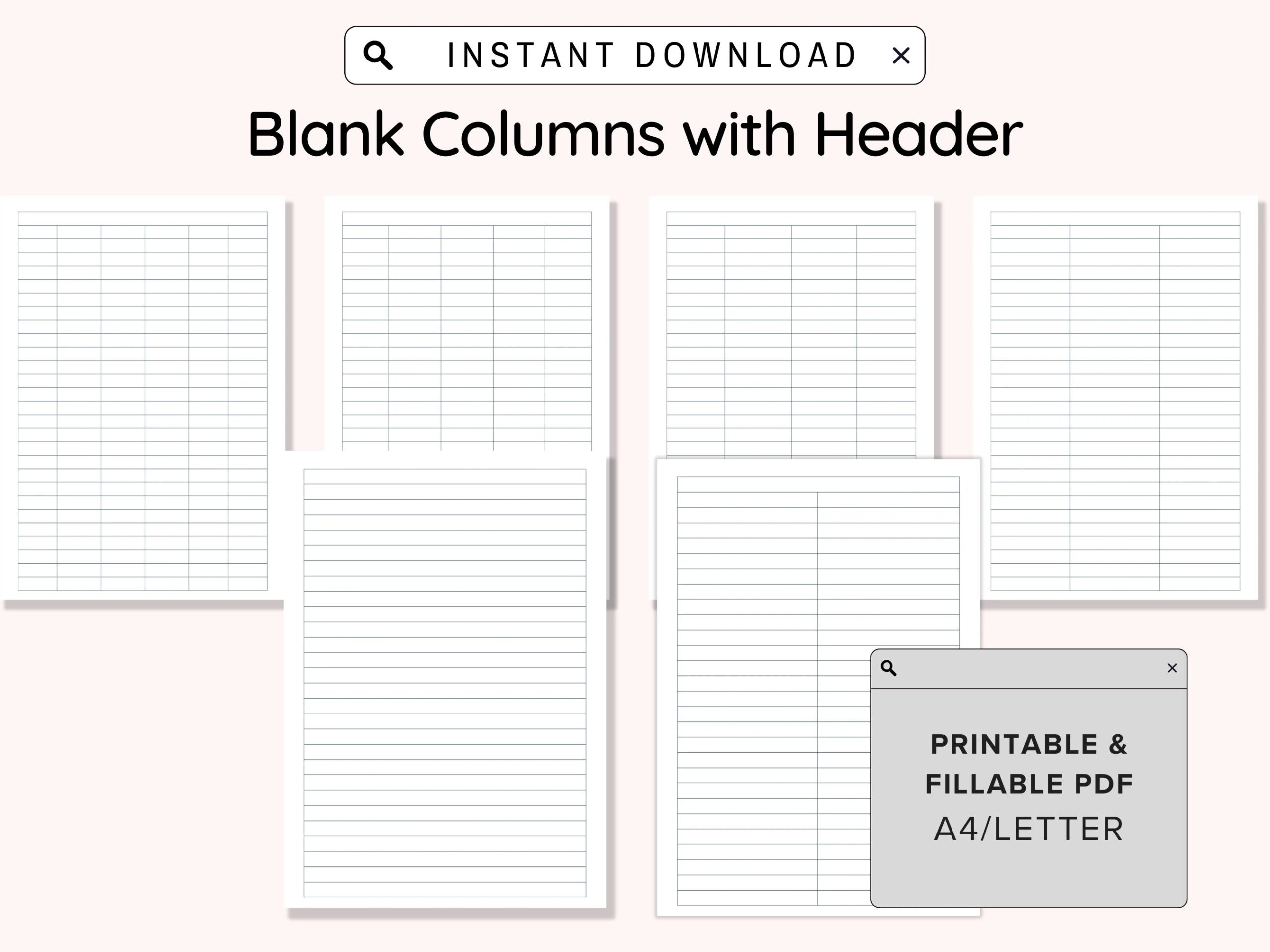 Blank Chart 4 Columns