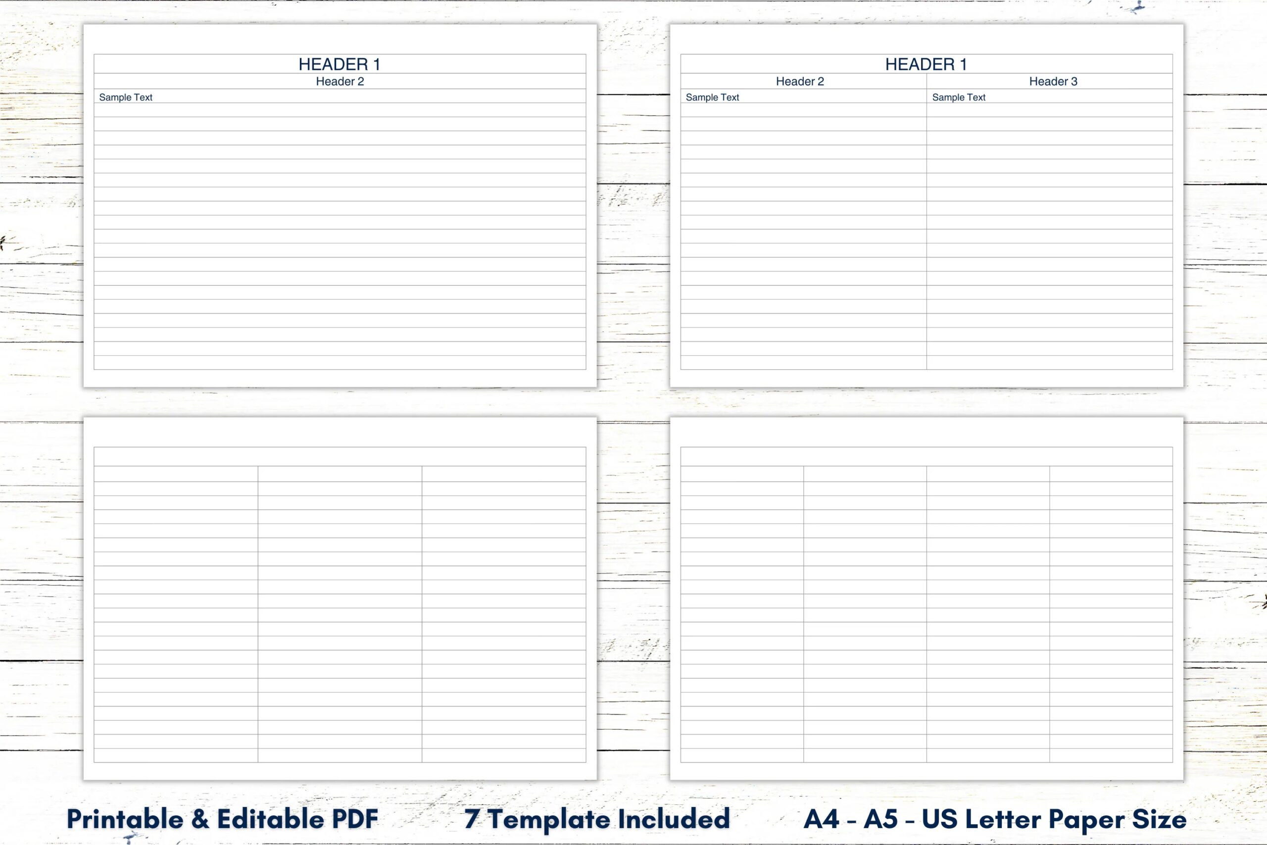 4 Column Chart Template Etsy
