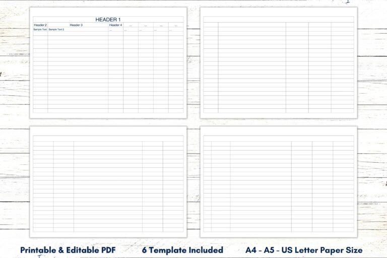 4 Column Chart Template Etsy