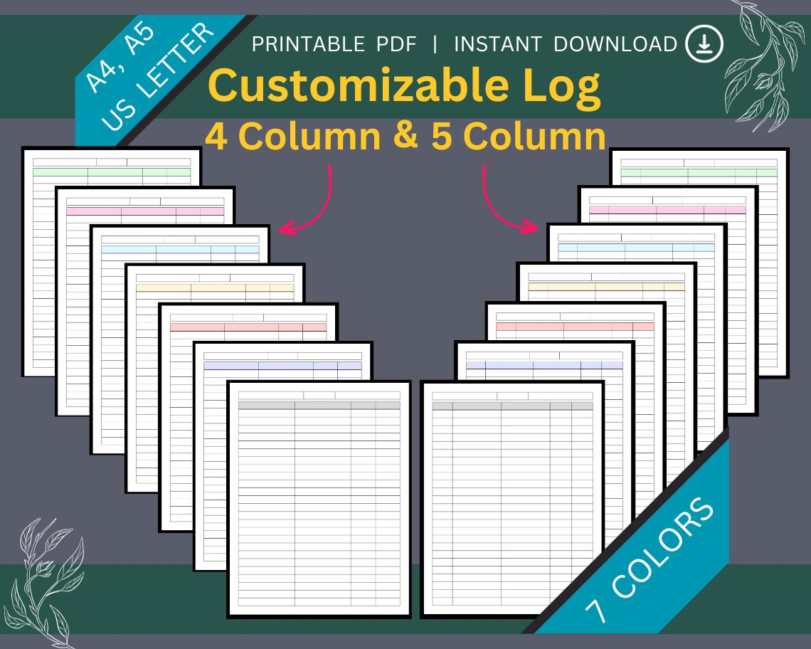 4 Column Chart Template Etsy