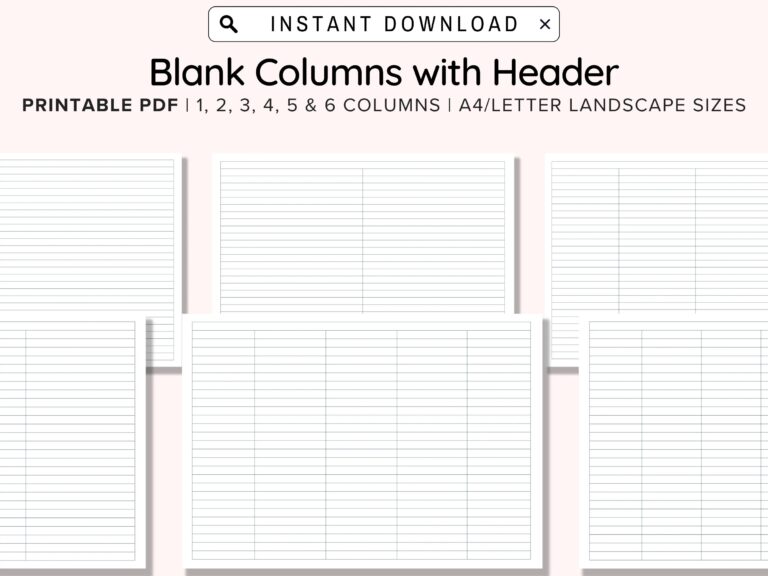 4 Column Chart Template Etsy