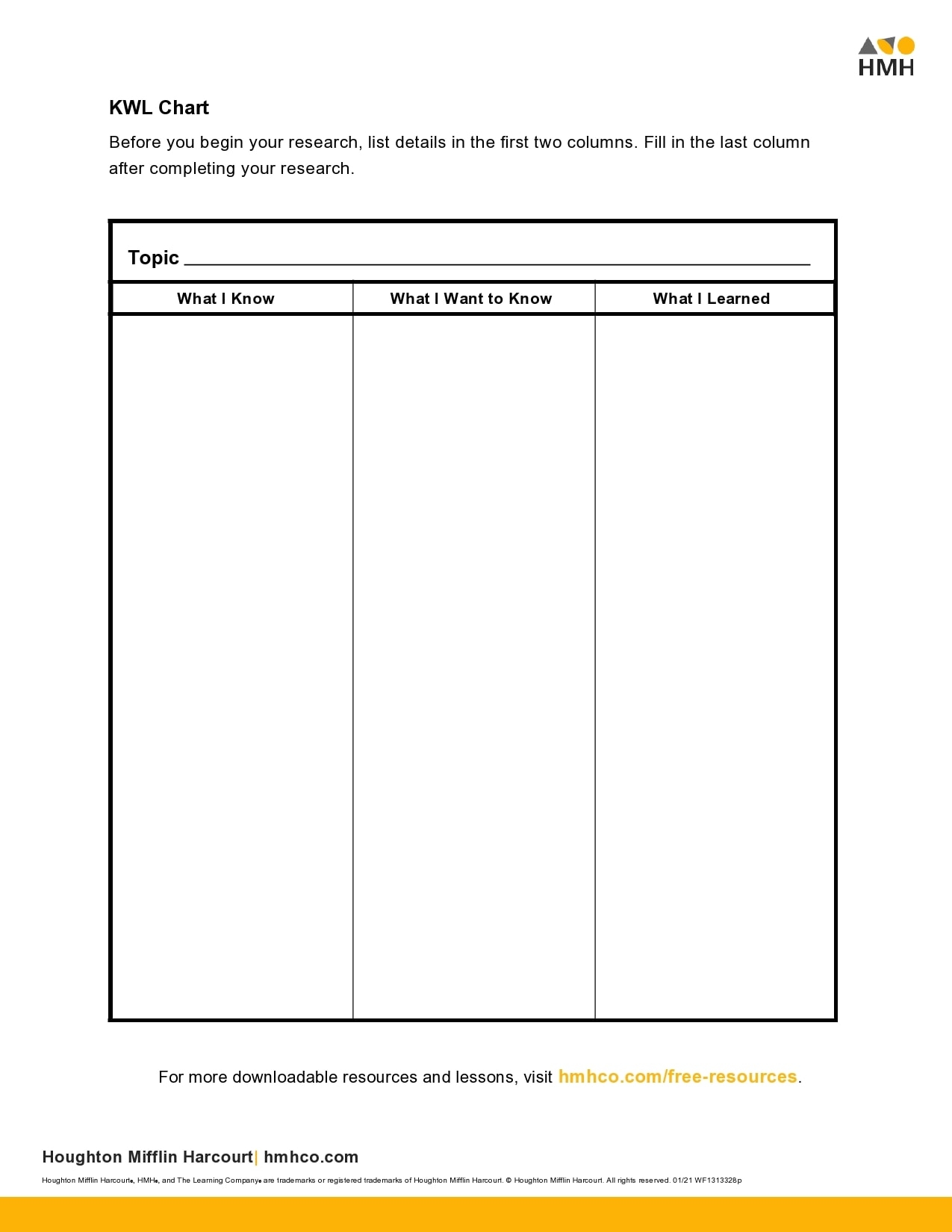 Free Printable Two Column Chart
