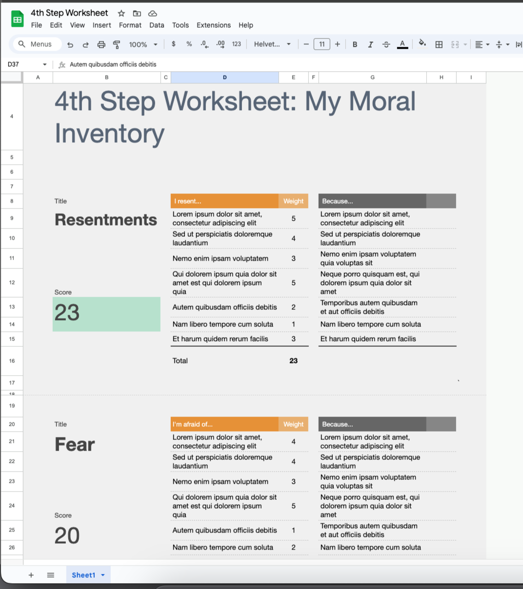 4th Step Charts And Graphs By T B D 