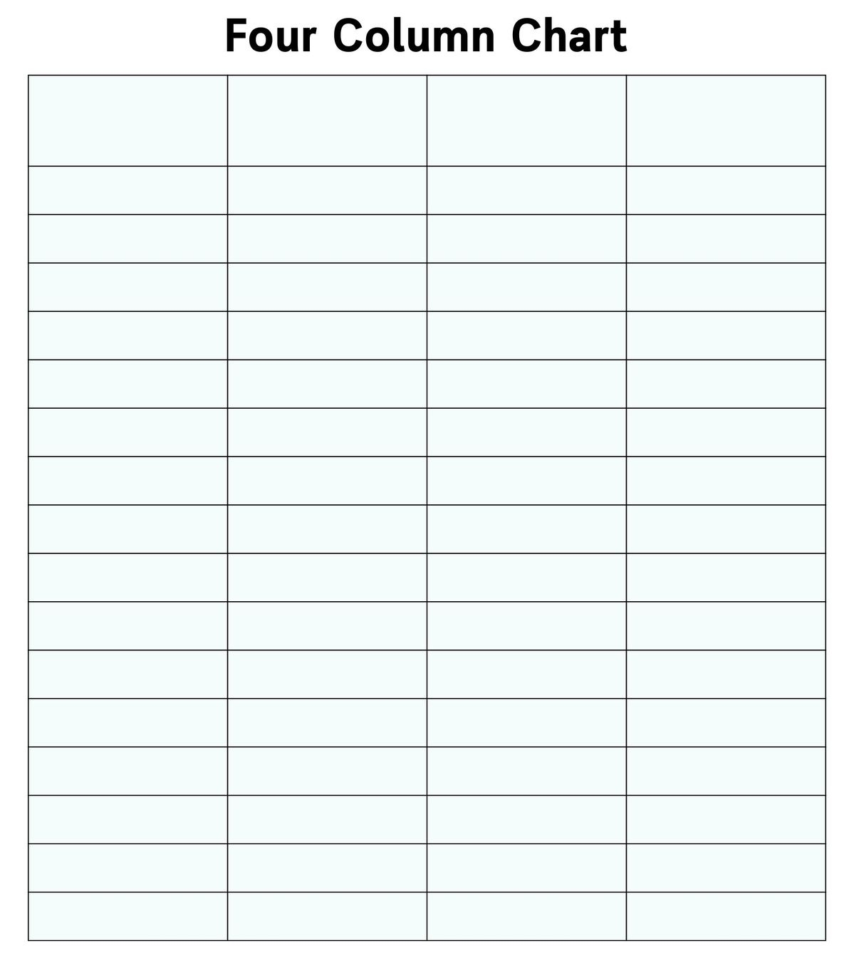 Printable 4 Column Chart Template