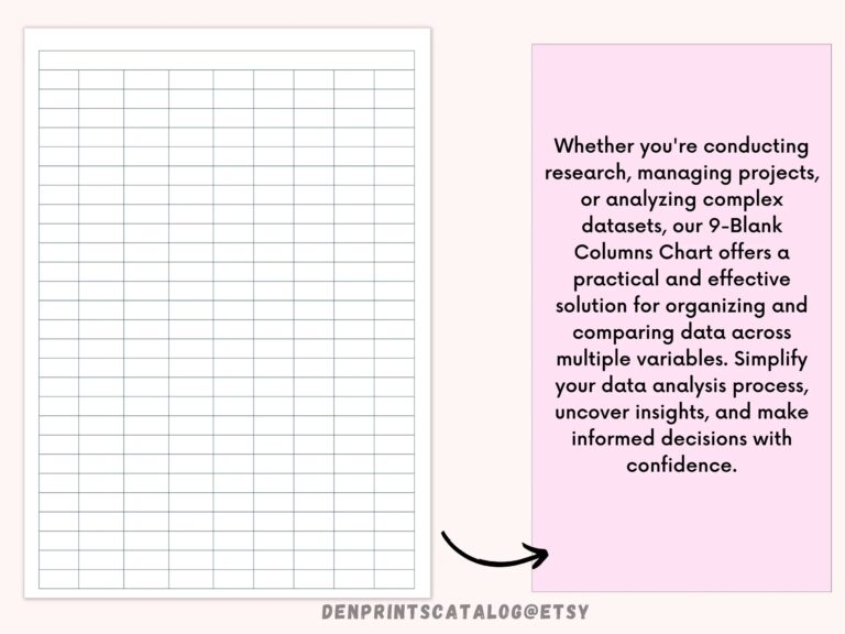 9 Blank Columns Chart Text Input Print And Write PDF Digital Download File A4 US Letter Size Not Fully Editable Templates Instant Download Etsy