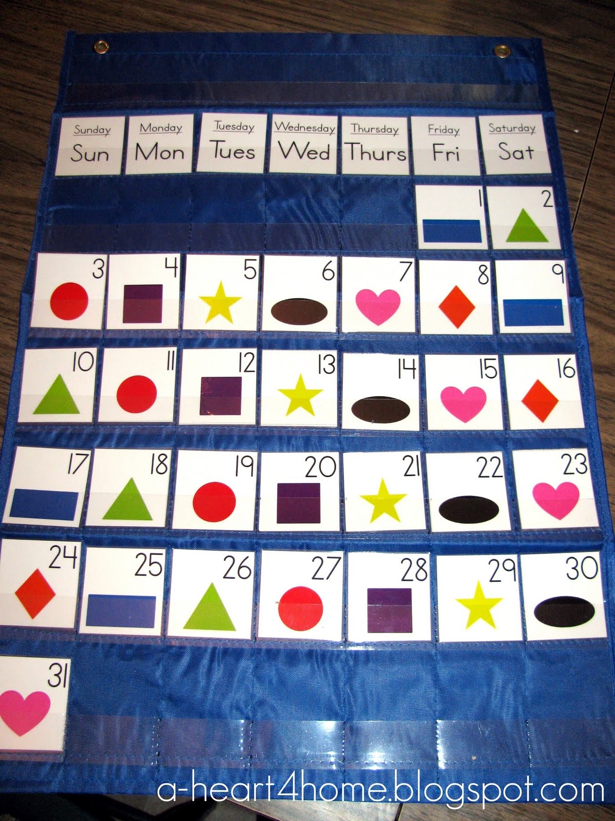 A Heart For Home Sew Your Own Pocket Chart Calendar From A 1 Target Pocket Chart