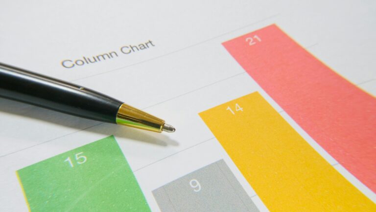 A Pen Over A Paper With A Bar Chart Free Stock Photo