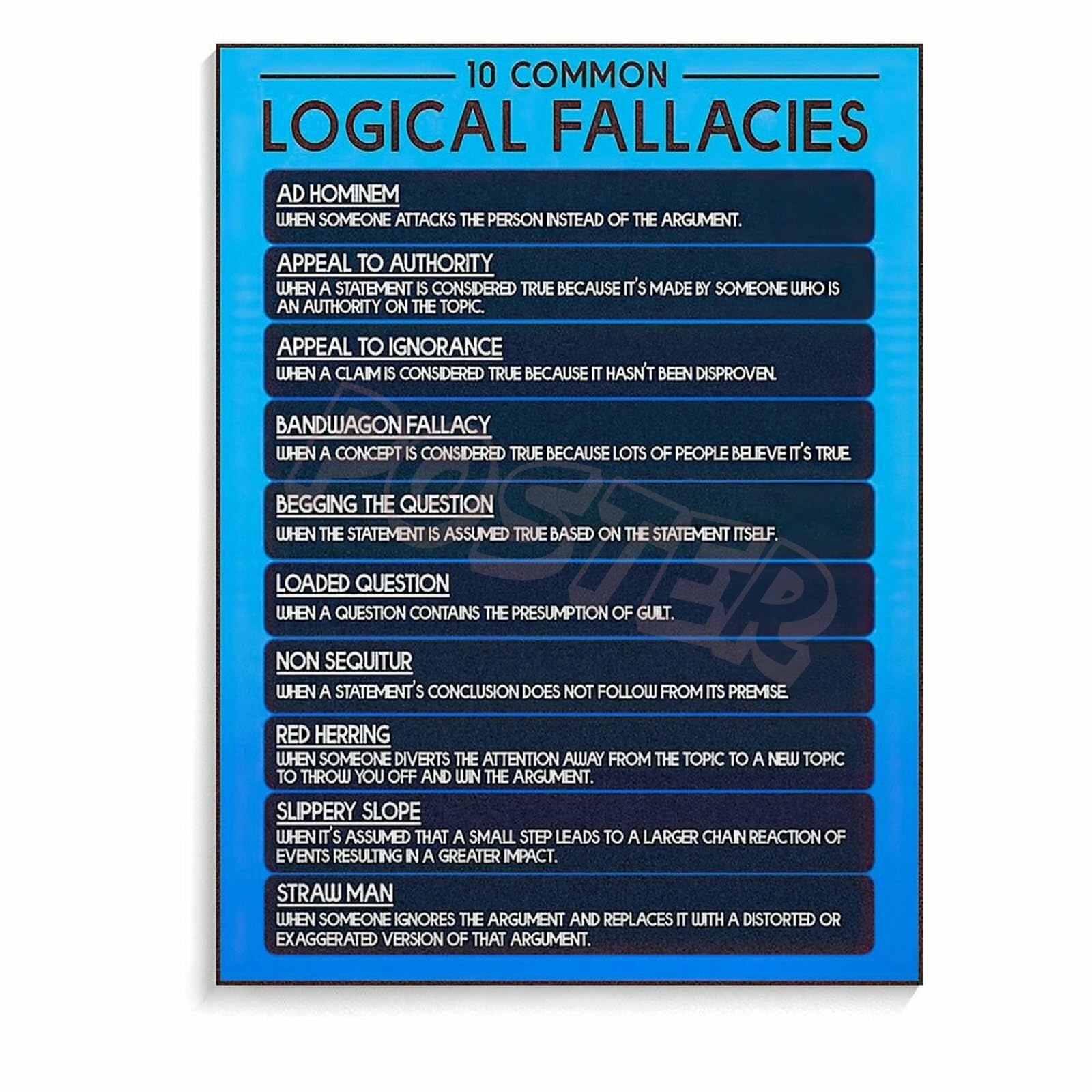 Amazon 10 Common Logical Fallacies Chart Poster Canvas Painting Posters And Prints Wall Art For Living Room Bedroom Decor 24x32inch 60x80cm 