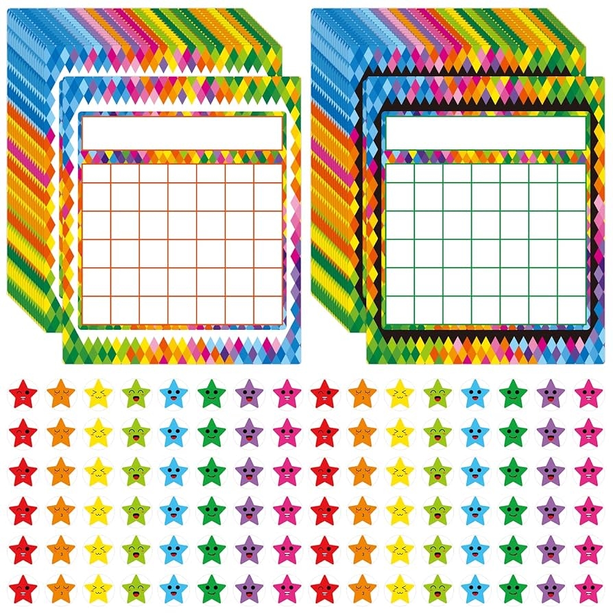 Amazon 66 Pack Classroom Incentive Chart With 2080 Star Stickers For Kids Reward Chart For Positive Behavior Chores Office Products