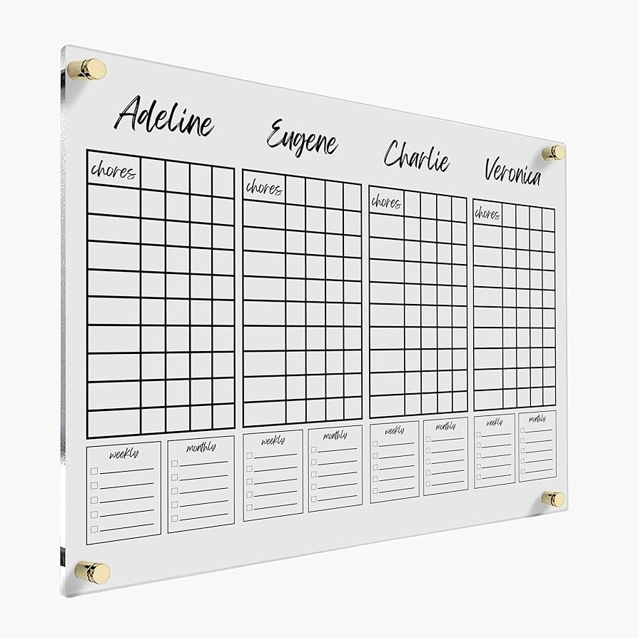 Amazon Kids CHORE CHART Multiple Responsibility Chart Personalized Calendar 2025 School Chart Kids Schedule Acrylic Calendar Board Chore Chart For Kids Office Products