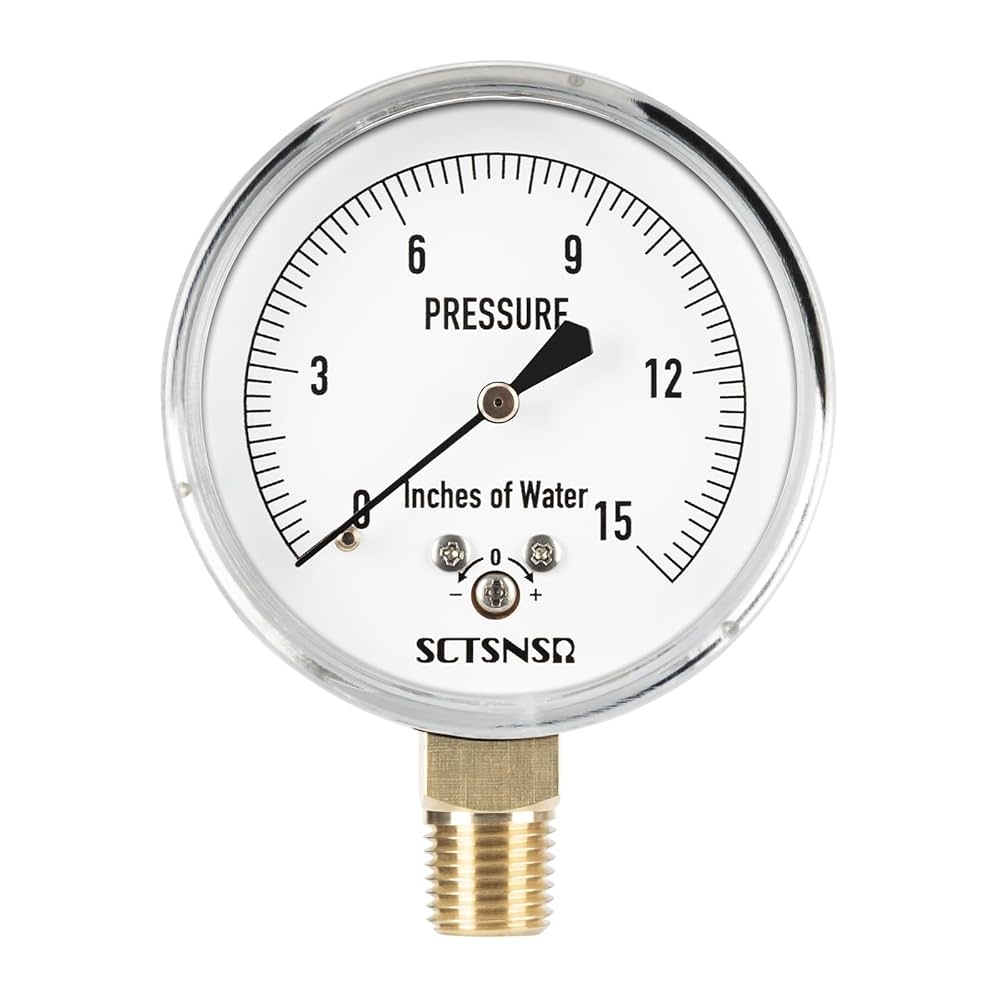Amazon SCTSNSR 0 To 15 Inches Of Water Column Pressure Gauge Capsule Measurement System 2 5 Inch Dial 1 4