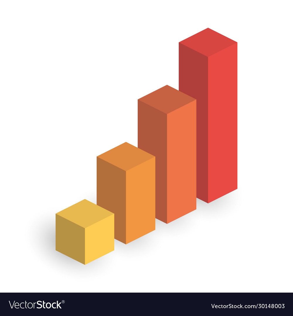 Bar Chart 4 Growing Columns 3d Isometric Vector Image