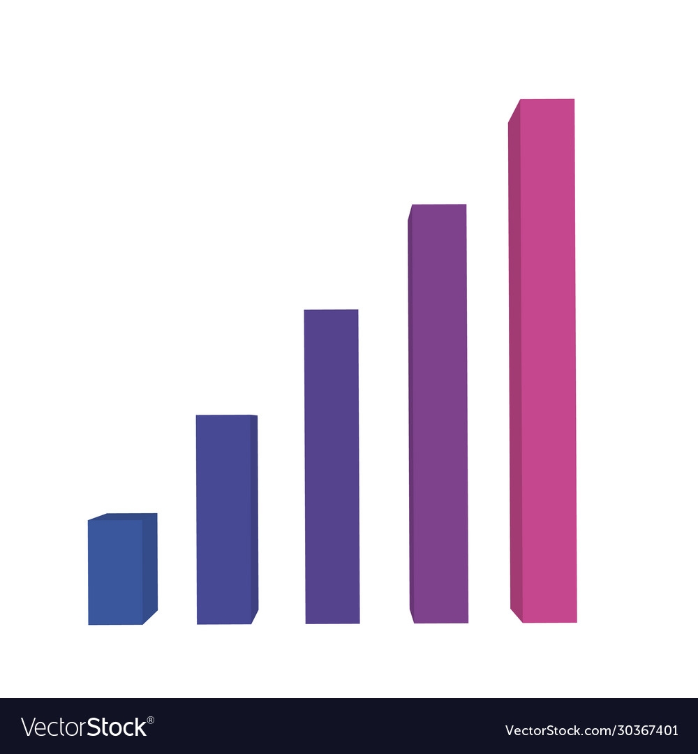 Bar Chart 5 Growing Columns 3d Isometric Vector Image