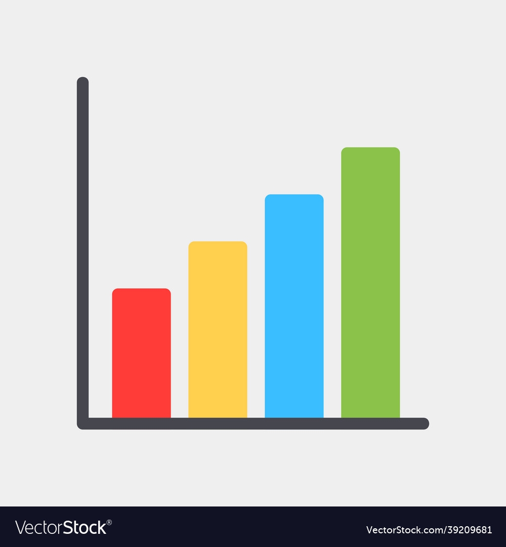 Bar Chart Icon In Flat Style For Any Projects Vector Image