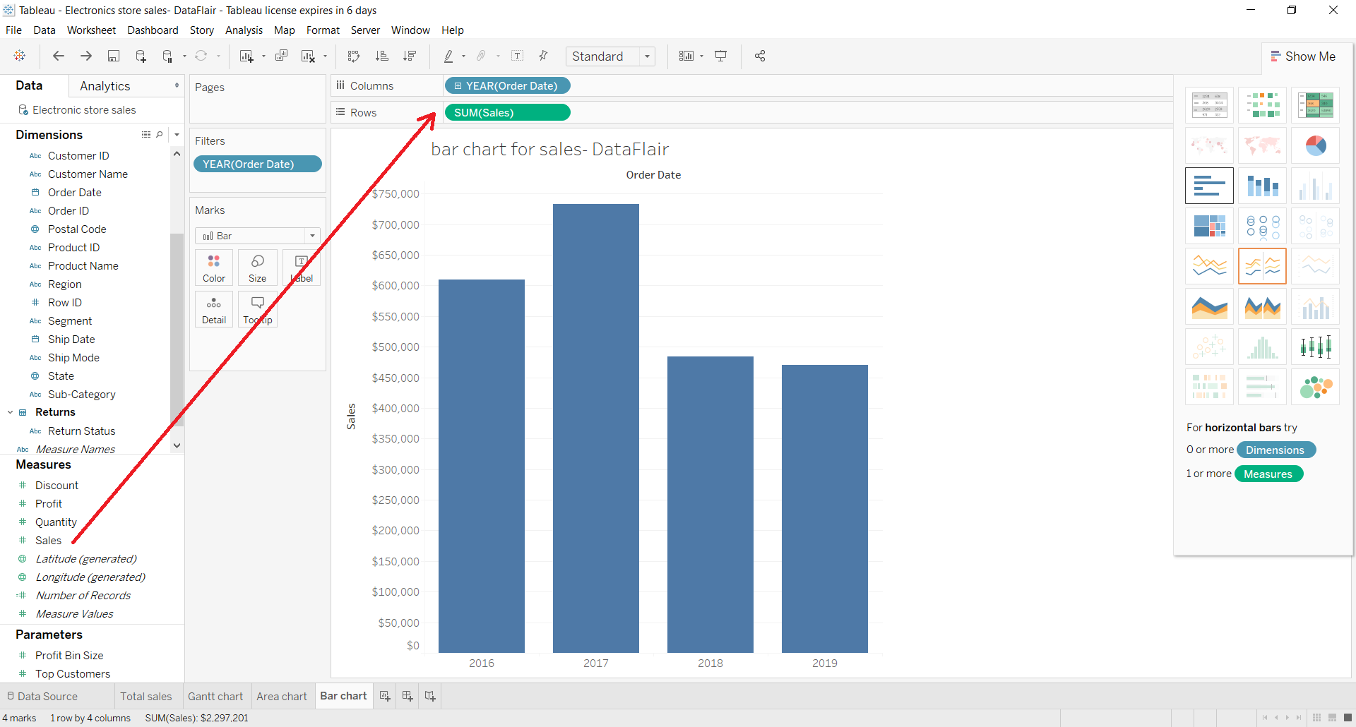 Bar Chart In Tableau The Art Of Portraying Data DataFlair