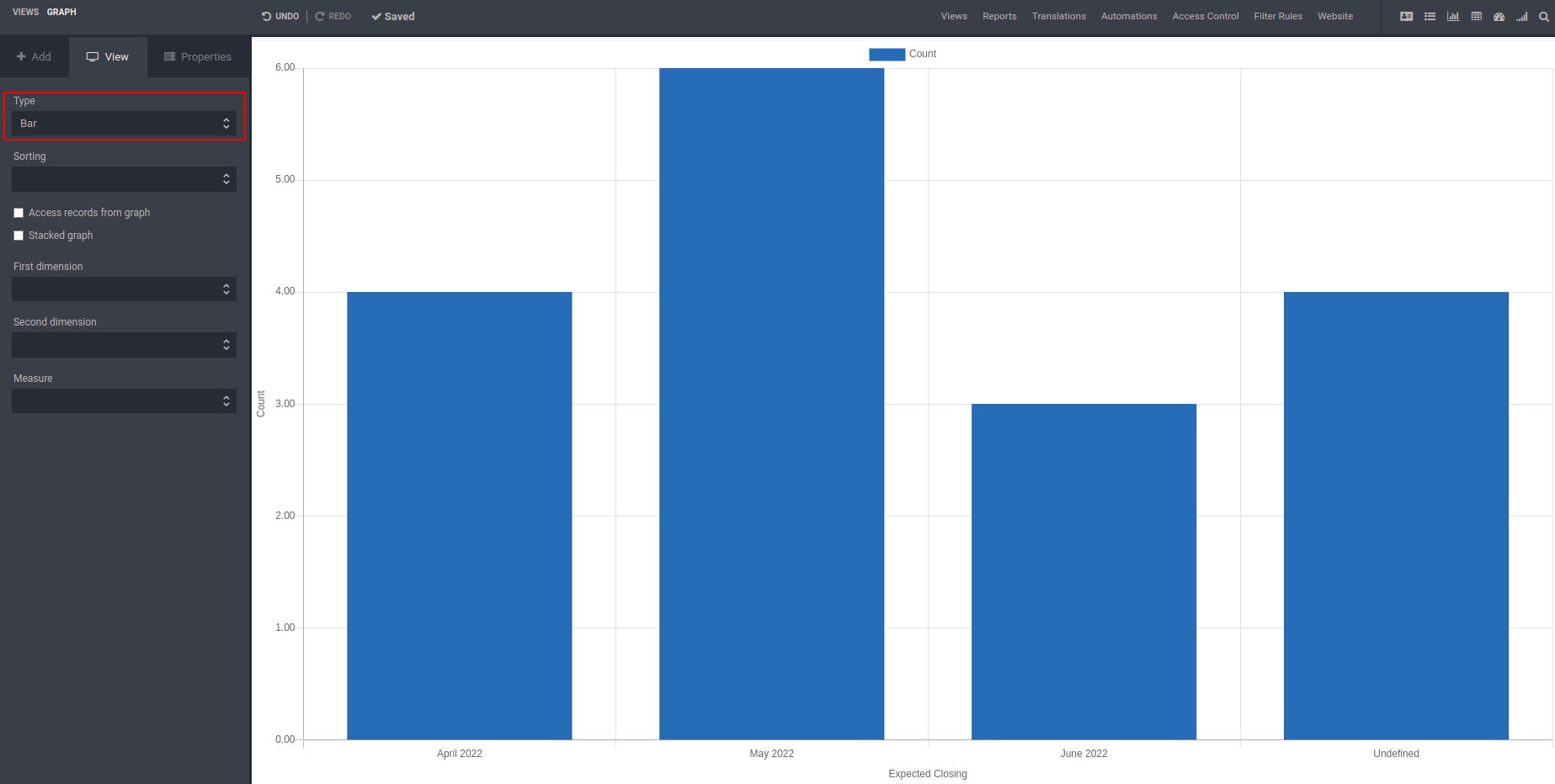 Bar Chart Odoo 15 Studio Book