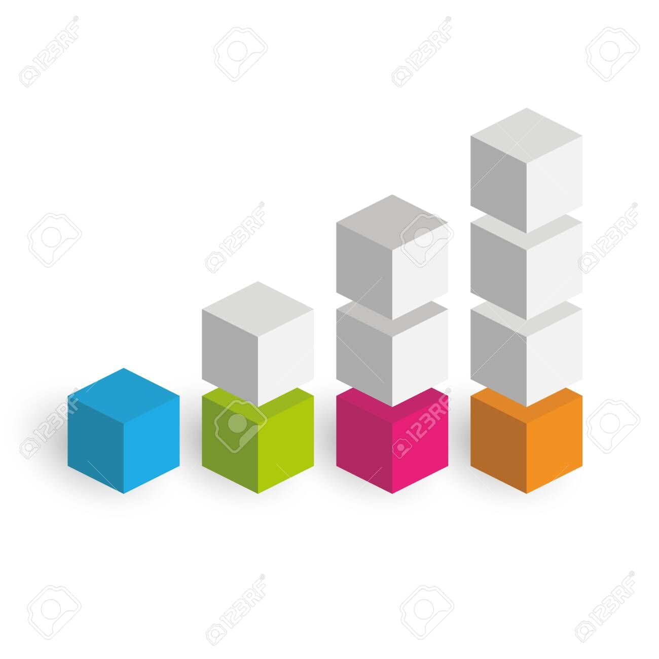 Bar Chart Of 4 Growing Columns 3D Isometric Colorful Vector Graph Economical Growth Increase Or Success Theme Royalty Free SVG Cliparts Vectors And Stock Illustration Image 141305614 
