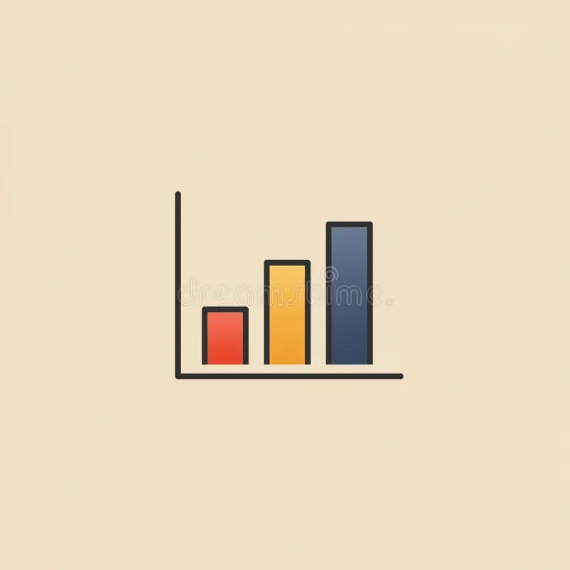 Bar Chart With Three Vertical Bars On A Light Beige Background 