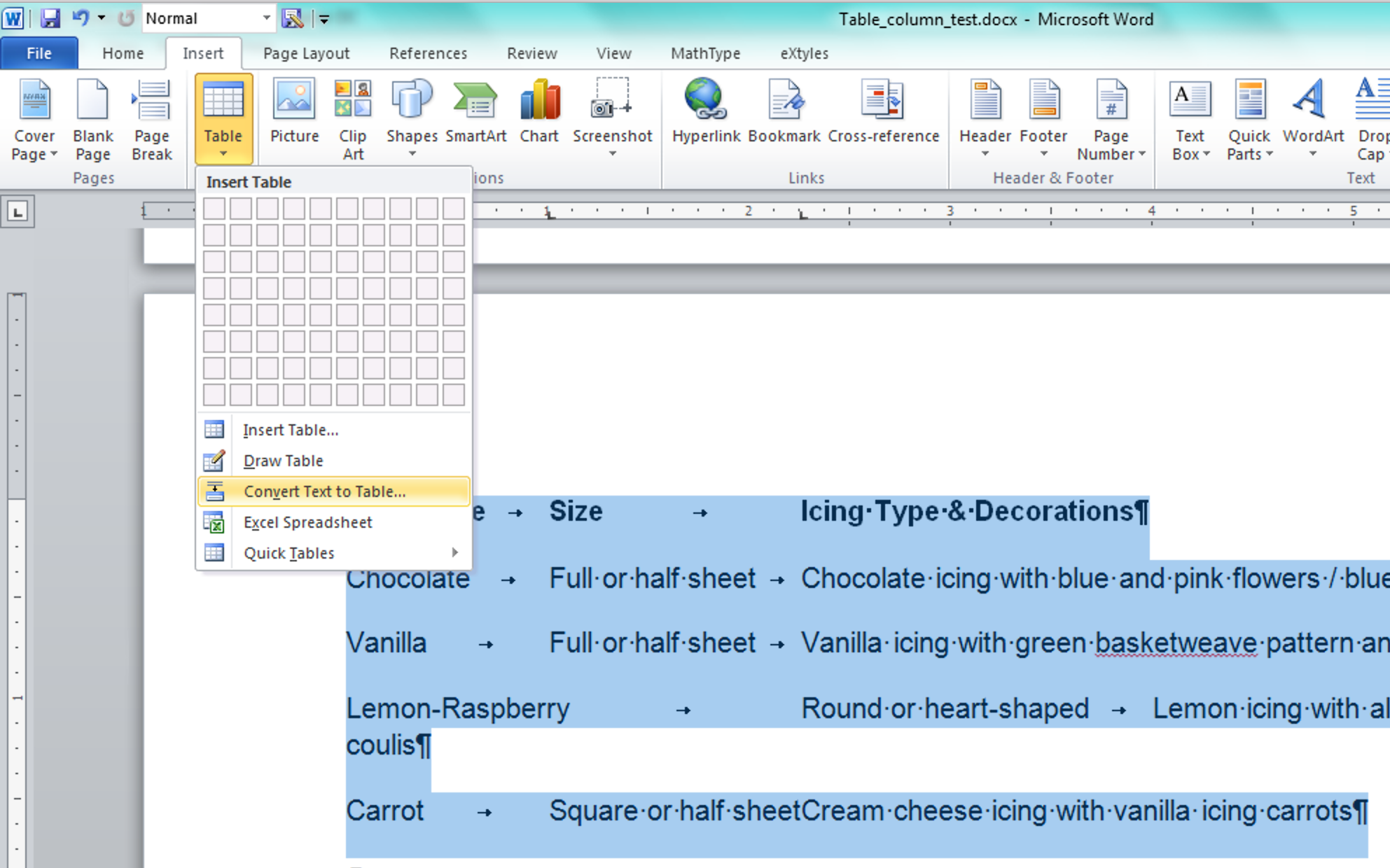 Chart In Word Over 3 Columns