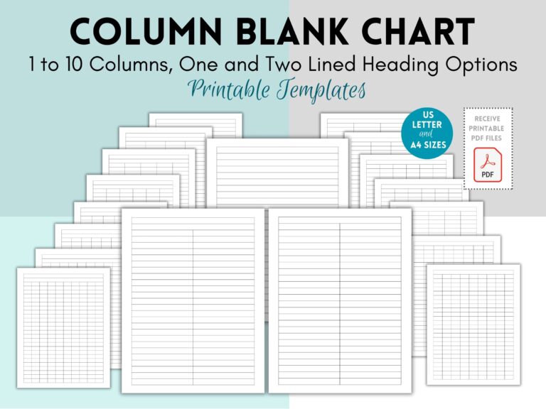 Blank Column Chart Column Grid Blank Table Chart Template Printable Column Grid Print And Write Empty Row Printable Sheet Empty Graph Etsy