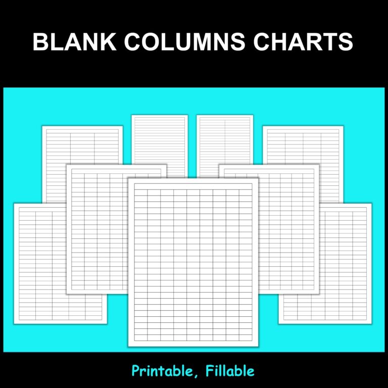Blank Columns Charts Fillable Printable Table Worksheets 