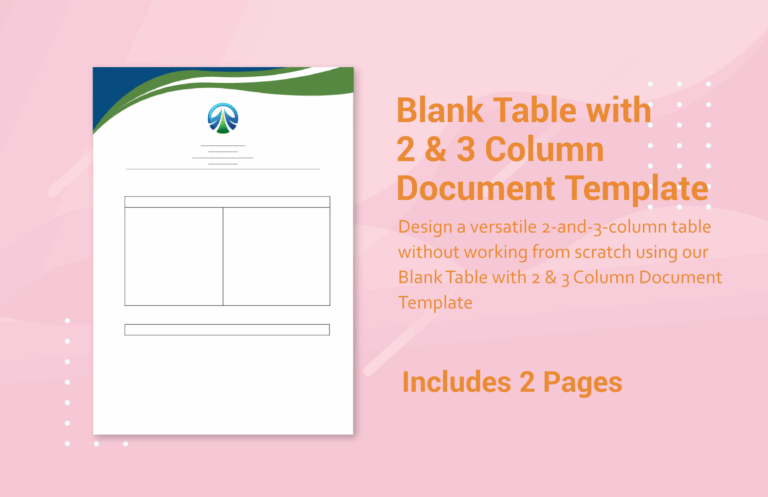 Blank Table With 2 U0026 3 Column Document Template In PDF Word Google Docs Download Template