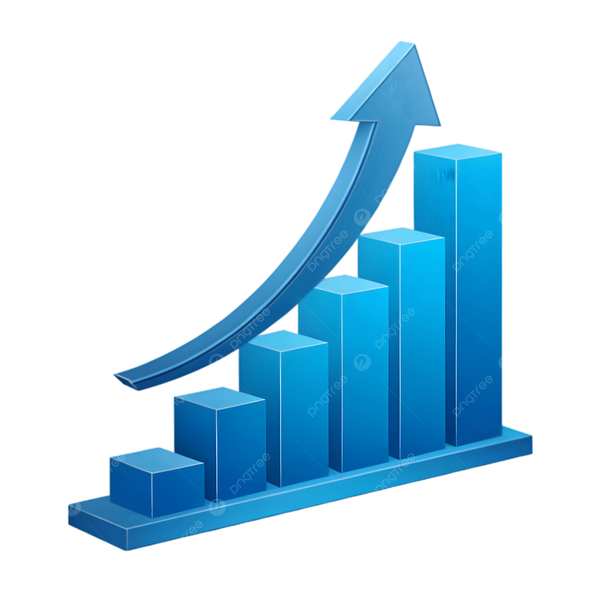 Blue 3d Bar Chart Icon With Upward Arrow Symbolizing Business 