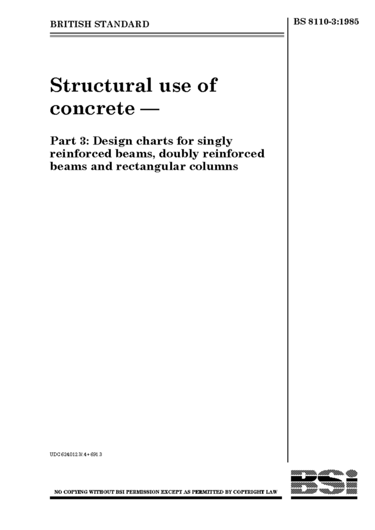 BS 8110 3 1985 Structural Use Of Concrete Part 3 Design Charts 