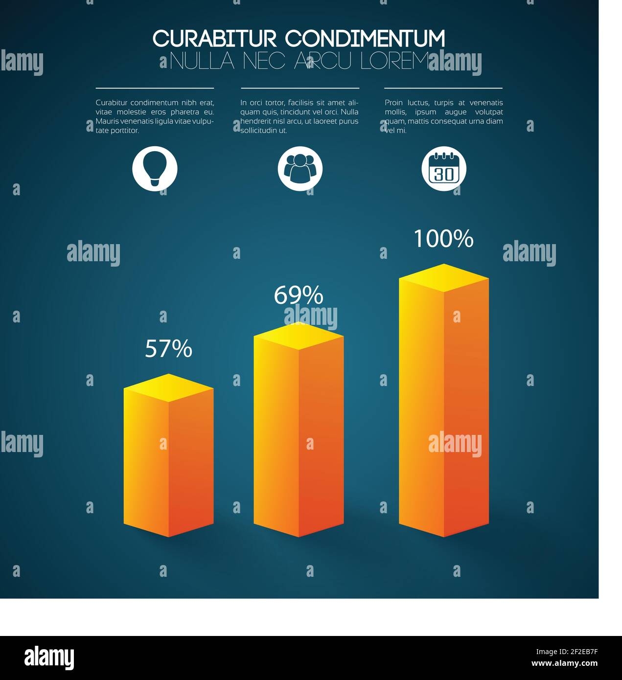 Business Graph Infographics With 3d Orange Columns Three Options 