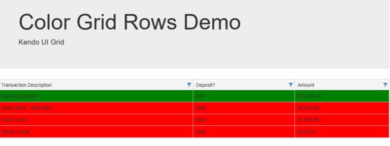 Change The Background Color Of Kendo UI Grid Row On Load Adam Bumgardner