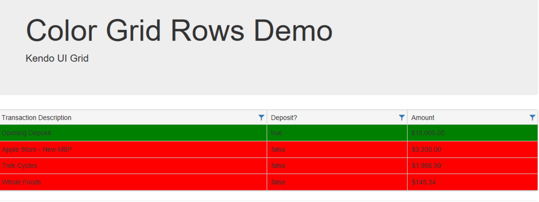 Change The Background Color Of Kendo UI Grid Row On Load Adam Bumgardner