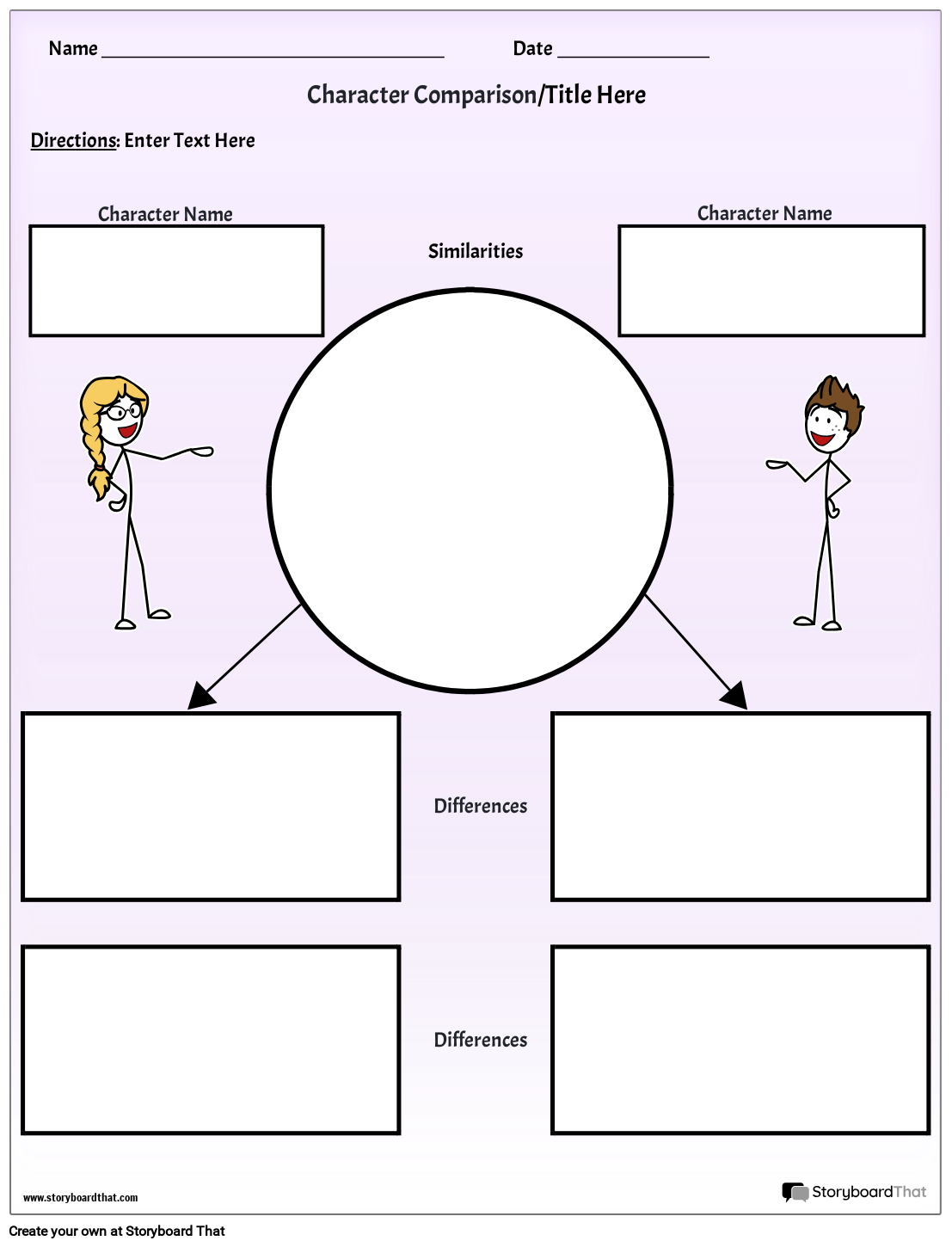 Character Comparison Worksheets Free From Storyboard That