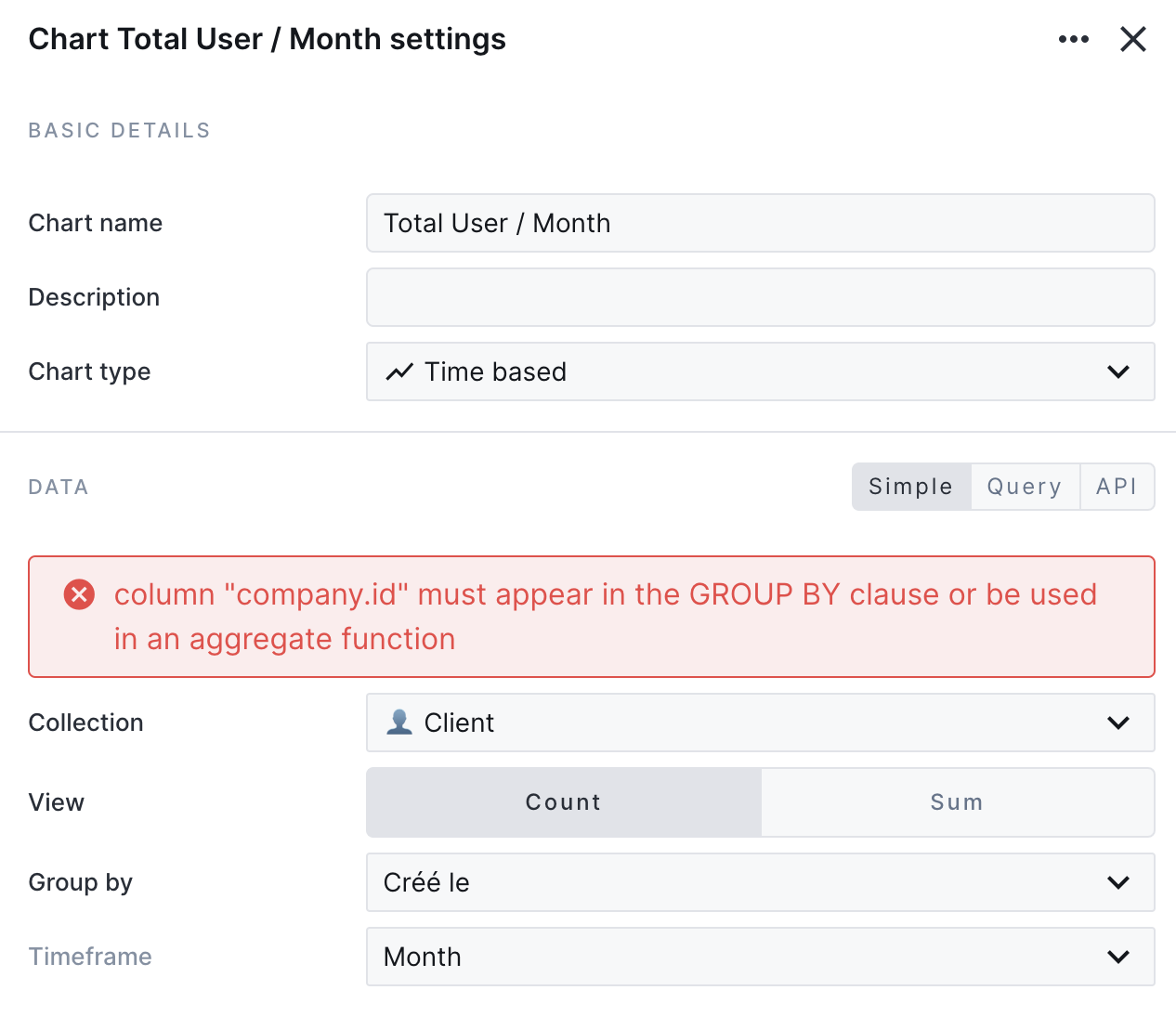 Chart Aggregate Column A
