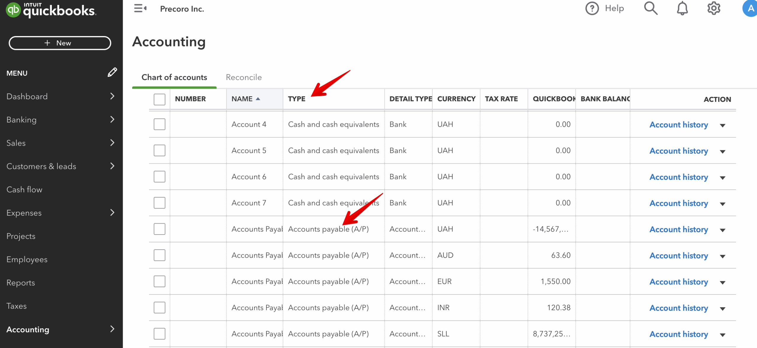 Chart Of Accounts Classes Customers Billable Fields And Projects In QuickBooks