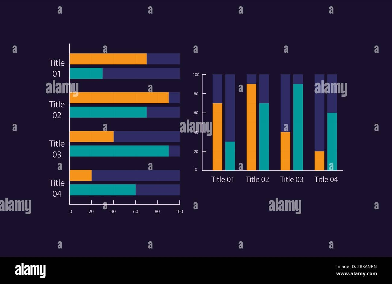 Clustered Column Infographic Chart Design Template Set For Dark Theme Stock Vector Image U0026 Art Alamy