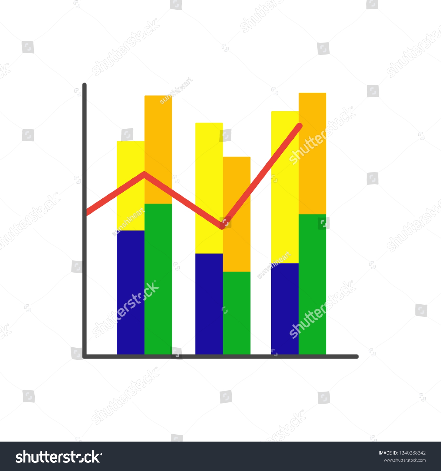 Clustered Column Line Chart Icon Categories Stock Vector Royalty Free 1240288342 Shutterstock